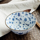 有谷窑有古窑日本进口陶瓷餐具釉下彩日式餐具汤碗饭碗盘子家用菜盘 蔓唐草14cm汤碗（饭碗） 5.5英寸