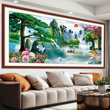 Dincmei顶创美客厅沙发背景墙装饰画自粘墙贴纸山水画3d立体家和万事兴墙纸壁画 23.家和万事兴 宽202cm-高89cm