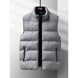 左斯客马甲男2021秋冬新款休闲棉马夹外套坎肩韩版修身保暖大码学生青年马甲背心男 灰色 2XL