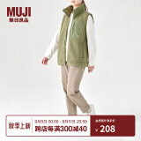 无印良品（MUJI）男女通用 羊羔绒 拉链背心 无性别 男式女式 摇粒绒马甲 ABJ93C2A 卡其绿 4XS-3XS (150/76A)