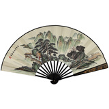 臻臻上品（zhenzhenshangpin）扇子男古风折扇10寸头青竹制男扇中国风手工便携一尺绢布折叠扇 春来身在书画中【10寸】