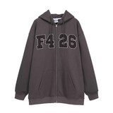 F426【赵露思许妍同款】国潮牌秋季宽松大logo格子贴布绣卫衣 深灰色 M