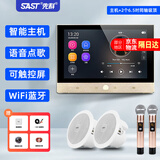 先科（SAST）智能WIFI声控吸顶音响天花吊顶家庭背景音乐面板主机系统语音控制家用无线3D环绕嵌入式蓝牙音箱 K歌版主机+2个6.5吋同轴吸顶音响 官方标配