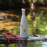 艺馨维尼景德镇陶瓷花瓶创意摆件手绘荷花白瓷瓶观音玉净瓶简约水培插花器 圆口瓶