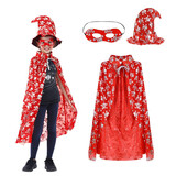 新新精艺万圣节服装儿童装扮女巫披风套装派对角色表演cos服装红色
