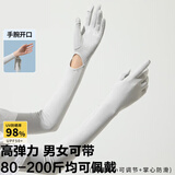 目丸冰袖防晒袖套男女防紫外线冰丝袖套手套开车钓鱼防滑触屏防晒护袖 气质灰-纯色 均码【可调节】