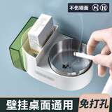 尚野优品带盖烟灰缸创意个性不锈钢烟灰缸防飞灰大号壁挂式免打孔家用客厅卫生间办公室宿舍烟缸置物架烟灰盒 白色（防尘盖颜色随机）