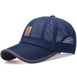 OIMG帽子男夏款网状透气遮阳帽休闲防晒网帽青年中年棒球帽时尚鸭舌帽 深蓝色 可调节