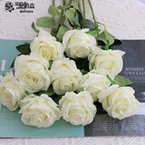 黛莉森仿真玫瑰花假花婚礼装饰花摆设客厅餐厅永生花摆件生日礼物送女友 10枝玫瑰-白色