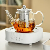 忆壶茶（YI HU TEA）茶壶玻璃泡茶壶耐高温煮茶壶加厚烧水茶具带过滤茶水壶杯子大容量 时光壶大号（透明）+雅白电陶炉