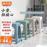 禧天龙塑料凳子家用加厚防滑耐磨款餐椅休闲板凳方凳换鞋凳绿色D-2077