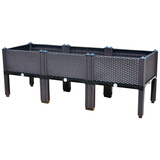 易栽乐（Yizail） 2.5S种植箱咖啡色塑料种菜盆 阳台种菜组合式长方形庭院大花盆 架高3联种植箱120*40*43cm