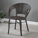 ORAKIG藤椅阳台休闲藤椅子扶手户外庭院腾椅单人老人藤艺家用藤条手工编织靠背椅 深咖色【双管】