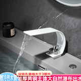 亚马顿瀑布式水龙头洗手盆面盆水龙头洗脸盆卫生间浴室柜台盆冷热水龙头 【白色】大弯瀑布款