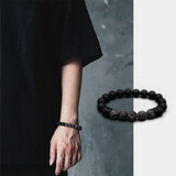 戚小米手链男潮佛珠手串小众高级感复古磨砂串珠潮男款水墨风手链女手串 手链【文玩布袋】