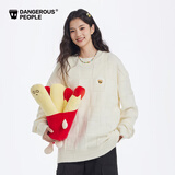 Dangerous people薛之谦dsp立体格子肌理毛巾绣花宽松百搭圆领毛衣 米白色 M