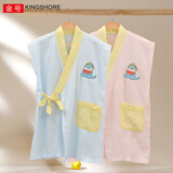 金号儿童浴袍纯棉可穿浴巾男女吸水睡袍柔软裹身吸水宝宝洗澡浴衣斗篷 吃瓜龙2条红色+蓝色