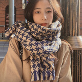 缔晶围巾女士冬季高档款2026新款披肩礼盒生日礼物送女朋友实用高级感 经典千鸟格围巾-藏青色A820