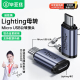 毕亚兹 Lighting母转Micro USB公口转接头苹果5/5S/6/6S数据线转安卓充电 苹果转安卓 带挂绳 A187