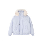 F426【赵露思同款】新国标90绒加厚大毛领工装派克连帽羽绒服 浅蓝色 S