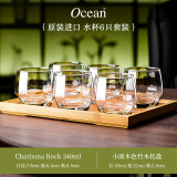 Ocean原装进口透明无铅玻璃杯酒杯套装啤酒杯威士忌酒杯洋酒杯烈酒杯家用喝水杯子 340ml【6只装+杯盘】