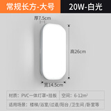 壁灯led走廊过道楼梯阳台卧室超薄户外防水浴室卫生间墙壁灯 常规款 超亮 长方形大号20w白光