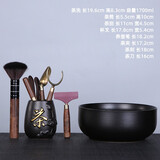 矜瓷 茶具配件茶道六君子套装茶刀茶勺茶夹竹茶针工具配件摆件泡茶艺 06黑陶浮雕茶字六君子+茶洗+茶刮