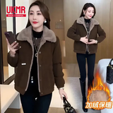 UKMR小个子加绒派克服女士短款2025秋冬新款时尚百搭棉袄加厚棉衣外套 咖啡色【加绒加厚 保暖】 XL 建议【110-120斤】