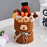 三彩熊卡皮巴拉玩偶花束情人节新年女生生日礼物女孩送女朋友闺蜜新结婚