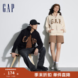 Gap男女装春秋2024新款LOGO美式复古法式圈织软卫衣外套892182 米色 175/96A(L)亚洲尺码