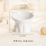 猫橘狗可爱猫咪碗陶瓷猫碗防打翻高脚护颈喝水碗倾斜口猫盆狗碗宠物用品 白色 可爱高脚陶瓷碗(绅士款)
