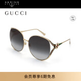 古驰（GUCCI）太阳眼镜修颜时尚人字圆框金属材质墨镜金色镜框GG0225S-001