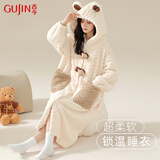 古今（GUJIN）珊瑚绒睡衣女秋冬睡袍家居服浴袍保暖法兰绒袍子加绒加厚可外穿M