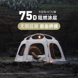 vidalido维达利多帐篷户外山脊六角多人客厅帐户外露营车尾焚火防寒防雨 【单帐篷】山脊焚火帐|白灰色