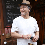 瑞质中老年男装T恤中年爸爸装夏装短袖老人爷爷纯棉衣服老年人夏季 125珠光白-有口袋 XL