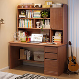 立太（LEADTEK）实木书桌学习桌电脑桌书柜书架一体家用小户型转角桌学生写字桌子 儿童成人通用+120cm深胡桃加高款