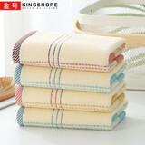 金号纯棉家用成人男女洗脸毛巾全棉夏季薄款情侣洗澡面巾柔软吸水速干 （绿2棕1黄1）4条装