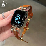 适用apple watch表带s11/s10真皮复古凯旋门女iwatchs9苹果手表87 【双面真皮】棕色 适用iwatch s11/S10【42mm】表带