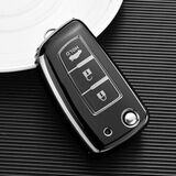 适用2022款日产经典轩逸钥匙套新逍客骐达劲客蓝鸟折叠汽车钥匙包 日产折叠3键-商务黑单壳