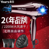 永日（yongri） 家用电吹风机酷炫蓝光2200W大功率专业发廊恒温冷热风吹风筒 8991酒红