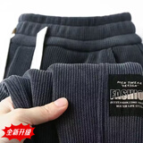 至涛灯芯绒休闲裤男士秋季裤子加绒雪尼尔卫裤束脚春秋款男运动长裤子 CL-A801深灰色【春秋/加厚】 3XL