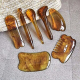 拨筋棒女美容院面眼颈部脸部家用全身拔经通用经络刮痧点穴笔经络 褐色7件套+经络图+精油