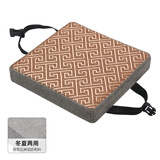 优漫艾家实木方凳垫子海绵坐垫屁垫久坐塑料板凳垫加厚透气防滑儿童小椅垫 冬夏两用+冰藤如意+浅灰色 25*25*5cm（防滑底+搭扣）