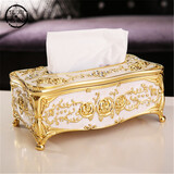 好俏俏 欧式抽纸纸巾盒客厅茶几高档餐巾纸盒简约创意桌面长方形纸巾盒 北欧金