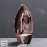 倒流香炉创意摆件 紫砂倒流香炉家用个性香薰炉室内禅意高山流水摆件新款檀香熏香炉 观音 送60粒倒流香