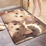 胜木雅软硅藻泥浴室脚垫卫生间厕所门口地垫吸水速干卫浴防滑垫子可定制 黄灰猫 50cm*80cm 【实惠款】