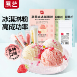 展艺冰淇淋粉手工自制套装（草莓+牛奶+香草）300g+棒冰袋20只