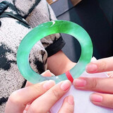翡翠祥 翡翠手镯缅甸天然a货翡翠玉石玉镯玻璃种珠宝玉器冰种圆条满色阳绿镯子送妈妈送老婆礼物【付定金】 冰阳绿，已联系客服选货，尾款2000