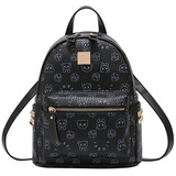 兔宝贝 背包女新款女包时尚印花双肩包女休闲女士包包大容量软皮书包 黑色大号