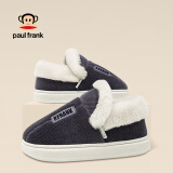 大嘴猴（paul frank）包跟棉拖鞋男士冬季保暖棉拖女居家棉鞋 深灰 40-41 